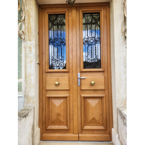 Porte d'entrée 2 vantaux Chêne