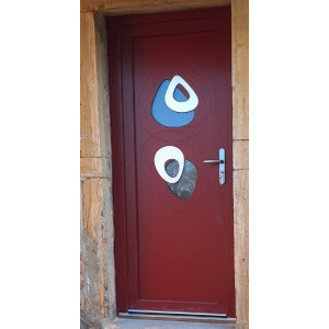 Porte d'entrée 1 vantail Rouge Pourpre RAL3011