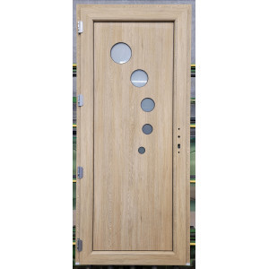Porte d'entrée PVC Chêne Coriandre 2 faces