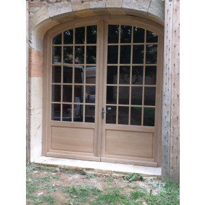 Porte d'entrée 2 vantaux anse de panier en Chêne DKD
